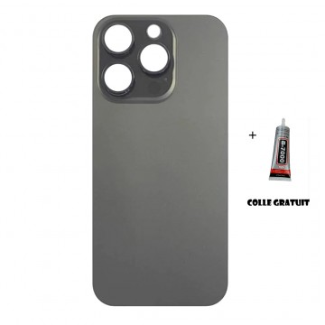 Vitre Arrière (Cache Batterie) pour iPhone 15 Pro Noir Titane avec Gros Trou