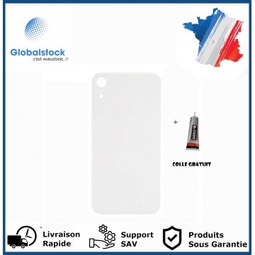 Vitre Arrière pour iPhone XR avec Gros Trou Blanc et Adhésif