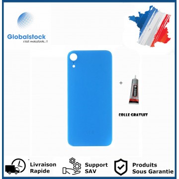 Vitre Arrière pour iPhone XR avec Gros Trou Bleu et Adhésif