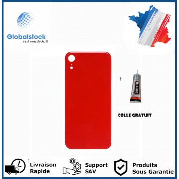 Vitre Arrière pour iPhone XR avec Gros Trou Rouge et Adhésif