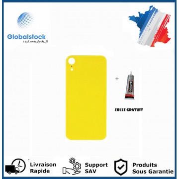 Vitre Arrière pour iPhone XR avec Gros Trou Jaune et Adhésif