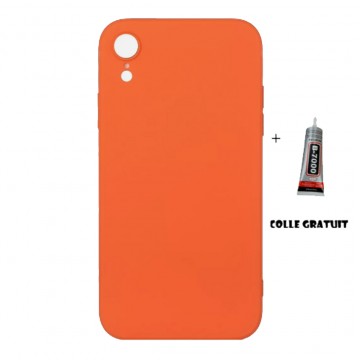 Vitre Arrière pour iPhone XR avec Gros Trou Orange et Adhésif