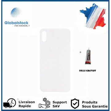 Vitre Arrière pour iPhone XS avec Gros Trou Blanc et Adhésif