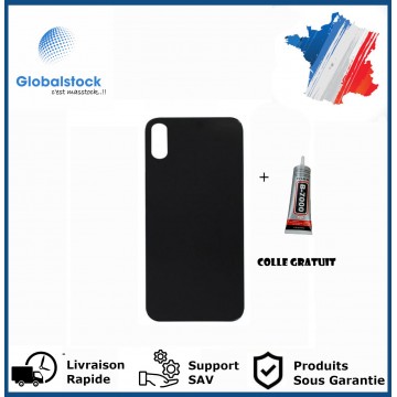 Vitre Arrière pour iPhone XS avec Gros Trou Noir et Adhésif