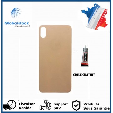Vitre Arrière pour iPhone XS avec Gros Trou Or et Adhésif