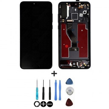 Ecran LCD + Vitre tactile sur châssis Huawei P20 Pro Noir + outils