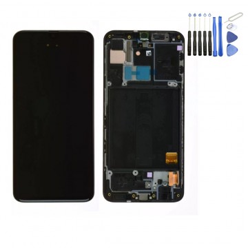 Ecran LCD+ Vitre Tactile sur châssis pour Samsung Galaxy A40 (A405F) OLED Noir + outils