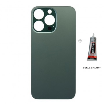 Vitre Arrière pour iPhone 13 Pro avec Gros Trou Vert et Adhésif