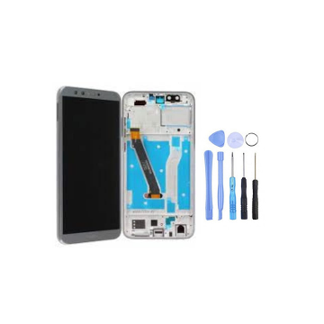 Ecran LCD + Vitre tactile sur châssis pour Honor 9 Gris + outils