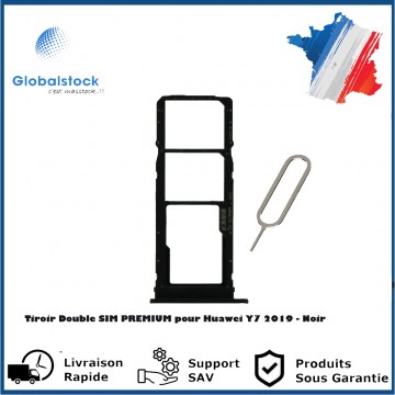 Tiroir Double SIM PREMIUM pour Huawei Y7 2019 - Noir