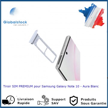 Tiroir SIM PREMIUM pour Samsung Galaxy Note 10 - Aura Blanc