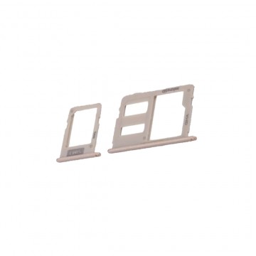 Tiroir Double SIM + Micro SD pour Samsung Galaxy J3/J5/J7 2017 + Tiroir Simple SIM - Rose