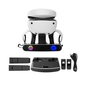 Station de Recharge avec Indicateur LED et 4 Dongles Magnétiques pour Manette Playstation VR2