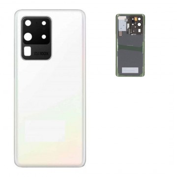 Vitre arrière pour Samsung Galaxy S20 Ultra Blanc avec lentille caméra