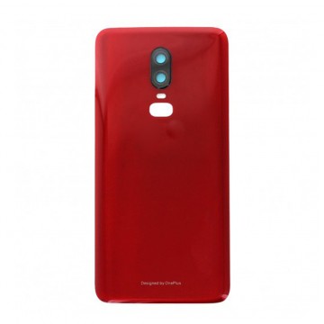 Vitre arrière pour OnePlus 6 Rouge avec lentille caméra