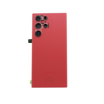 Vitre arrière pour Samsung Galaxy S22 Ultra Rouge avec lentille caméra