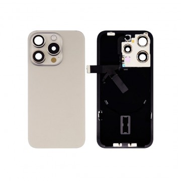 Vitre arrière pour iPhone 15 Pro Naturel Titane + Support