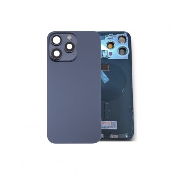 Vitre Arrière pour iPhone 15 Pro Bleu Titane + Support sans NFC