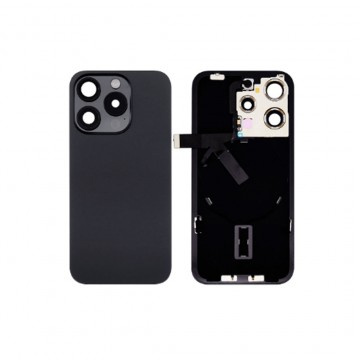 Vitre arrière pour iPhone 15 Pro Noir Titane + Support