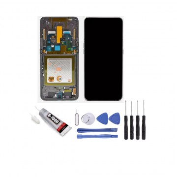 Ecran Lcd + vitre tactile sur Châssis pour Samsung Galaxy A80 (A805F) Noir + outils