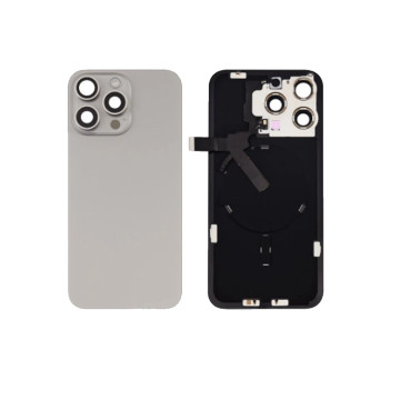 Vitre Arrière pour iPhone 15 Pro Max Titane Naturel + Support sans NFC