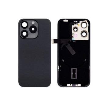 Vitre arrière pour iPhone 15 Pro Max Titane Noir + Support