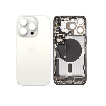 Vitre Arrière pour iPhone 15 Pro Max avec Support et NFC en Blanc Titane