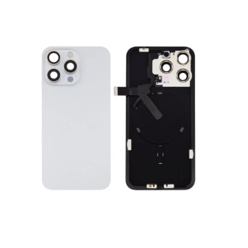 Vitre Arrière pour iPhone 15 Pro Max Blanc Titane + Support sans NFC