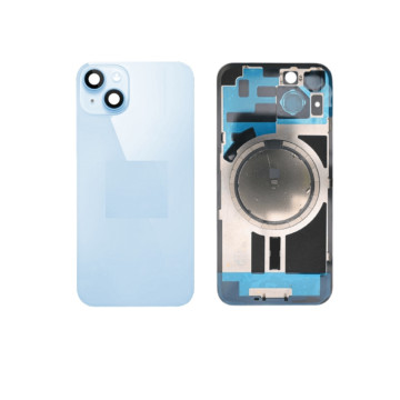 Vitre arrière pour iPhone 15 Bleu + Support