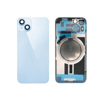Vitre arriere pour Iphone 15 plus sans support NFC Bleu et Gros trou