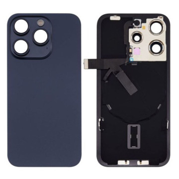Vitre Arrière pour iPhone 15 Pro Max avec Support et NFC en Bleu Titane