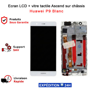 Ecran LCD + vitre tactile Ascend sur châssis pour Huawei P9 Blanc