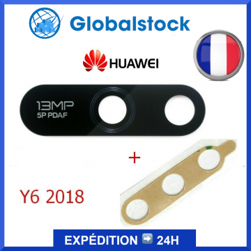 Lentille Vitre Verre Appareil Photo Caméra Arrière pour Huawei Y6 2018 + Adhésif
