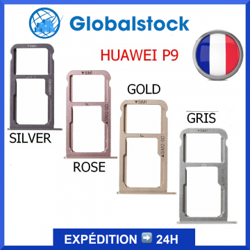 Tiroir Double Carte Sim + Micro SD pour HUAWEI P9 GRIS/GREY