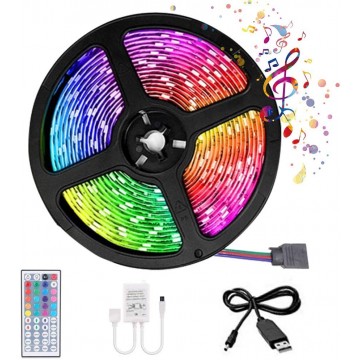Ruban LED 5M Bande LED RGB connection USB Multicolores avec Télécommande Rythme de Musique Bande - Auto-adhésif