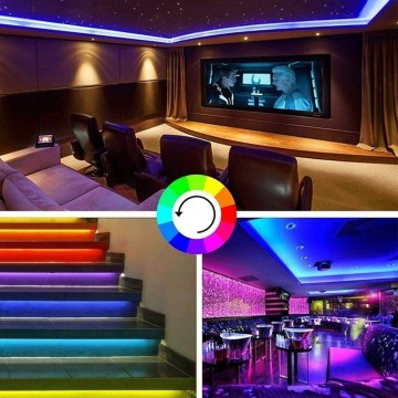 Pièce détachée Ruban LED 10M (2 x 5M) Bande LED RGB Multicolores avec Adaptateur (prise)