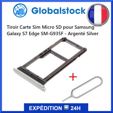 Tiroir Carte Sim Micro SD pour Samsung Galaxy S7 Edge SM-G935F - Argenté Silver