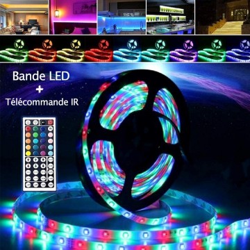 Pièce détachée Ruban LED 20M (4 x 5M) Bande LED RGB Multicolores avec Adaptateur (prise)
