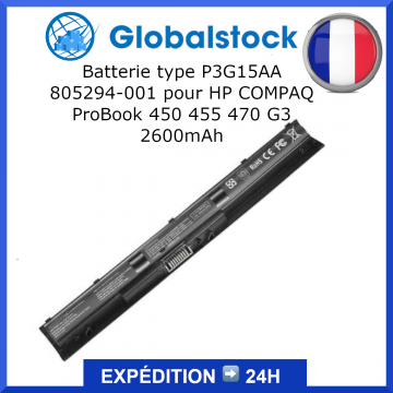 Batterie type P3G15AA 805294-001 pour HP COMPAQ ProBook 450 455 470 G3 2600mAh