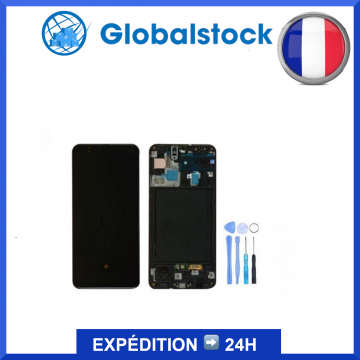 Ecran LCD + Vitre tactile sur châssis pour Samsung Galaxy A50 (A505F) Noir OLED+ outils