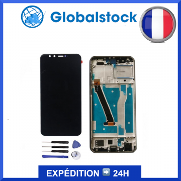 Ecran LCD + Vitre tactile sur châssis pour Honor 9 Noir + outils