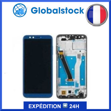 Ecran LCD + Vitre tactile sur châssis pour Honor 9 Bleu + outils