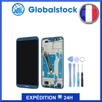 Ecran LCD + Vitre tactile sur châssis pour Honor 9 Lite Bleu + outils