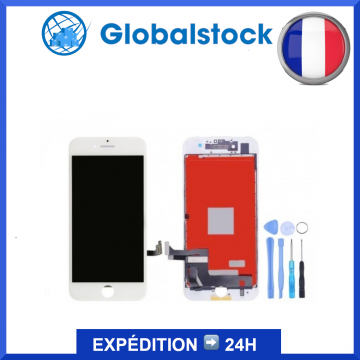 Ecran LCD + vitre tactile pour iPhone 7 blanc + Outils