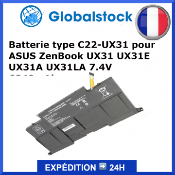 Batterie type C22-UX31 pour ASUS ZenBook UX31 UX31E UX31A UX31LA 7.4V 6840mAh